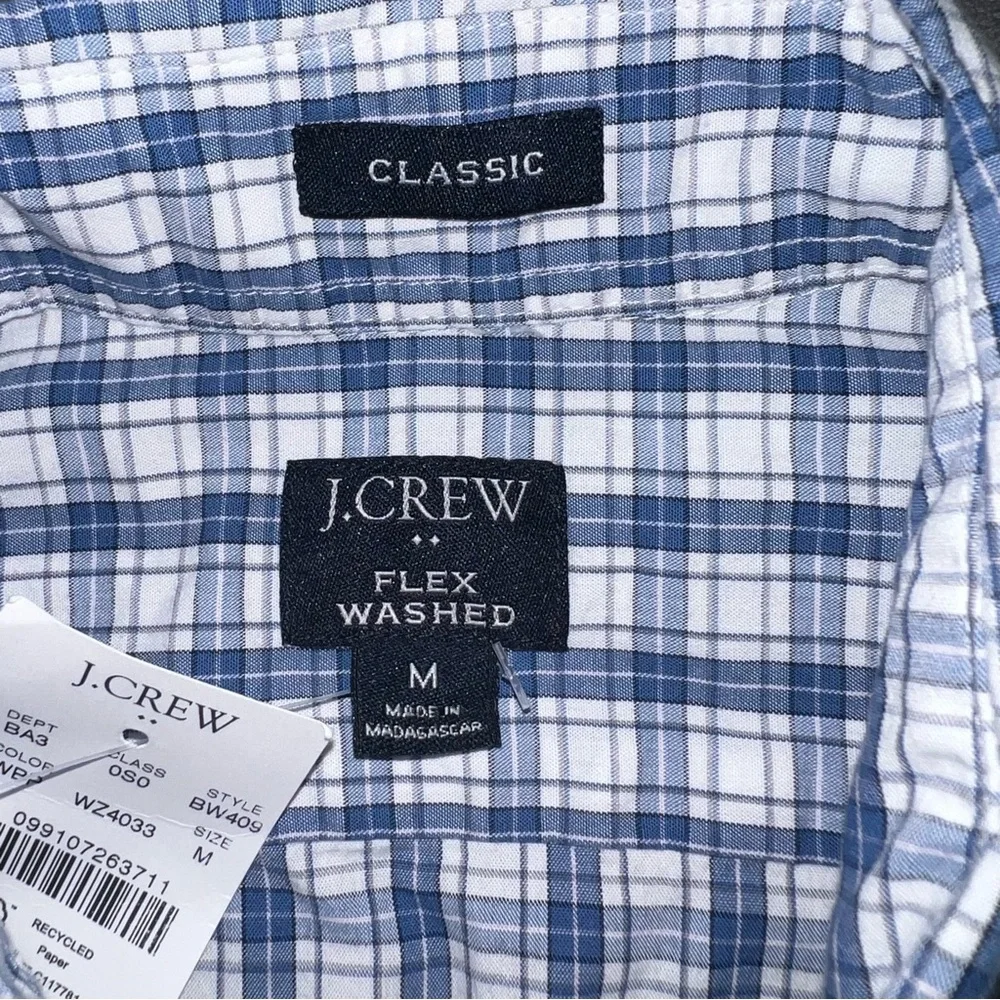 NWT J.Crew Men’s Medium Blue Gray Plaid Long Sleeve Button-Down Shirt